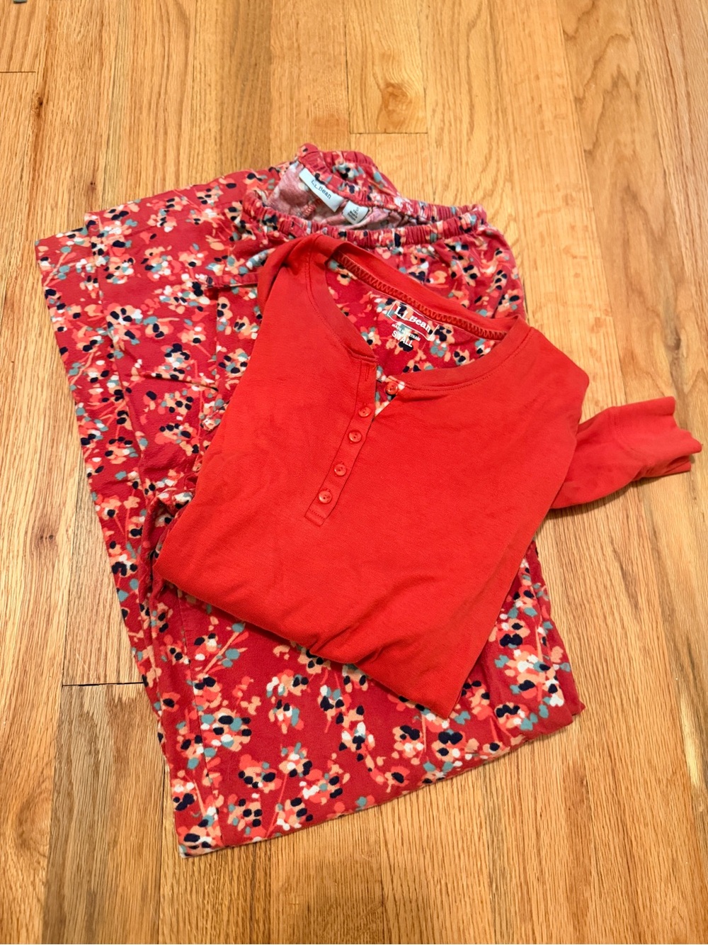 LL Bean Red Pajama Set - Top & Pants 33” inseam